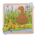 Bigjigs Toys Drevené puzzle Kačka s kačičkou, 16 dielikov