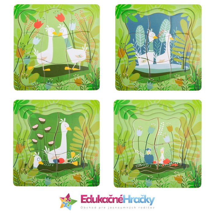 Small Foot Puzzle viacvrstvové Kačacia rodinka, 28 dielikov