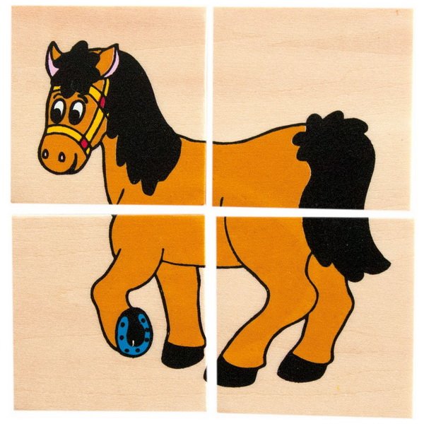 Woody Minipuzzle Mašinka, 4 ks