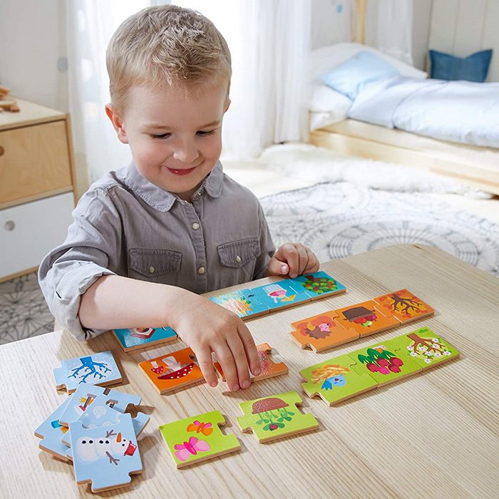 HABA Drevené puzzle na učenie ročných období, 20 ks