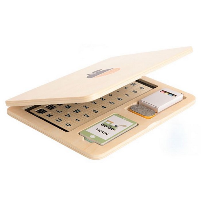 Tooky Toy Drevený notebook s tabuľou, 58 ks v balení