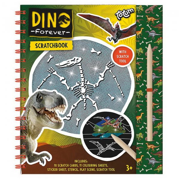 Totum Vyškrabávacie obrázky Dino, 10 ks