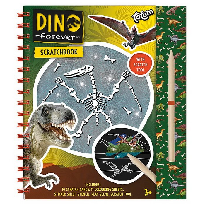 Totum Vyškrabávacie obrázky Dino, 10 ks