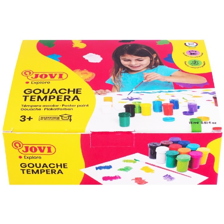 Jovi Temperové farby v kelímku, 12 x 15ml + štetec