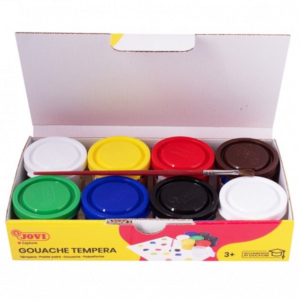 Jovi Temperové farby v kelímku, 7 x 35ml + štetec