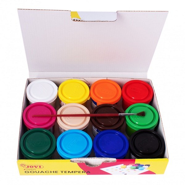 Školské Temperové farby v kelímku, 12 x 35ml + štetec