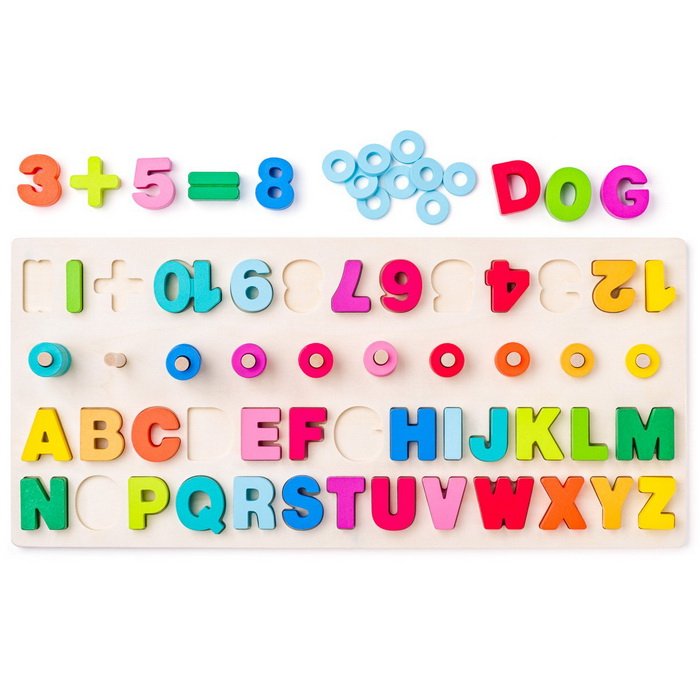 Woody Didaktické vkladacie puzzle s písmenami a číslicami