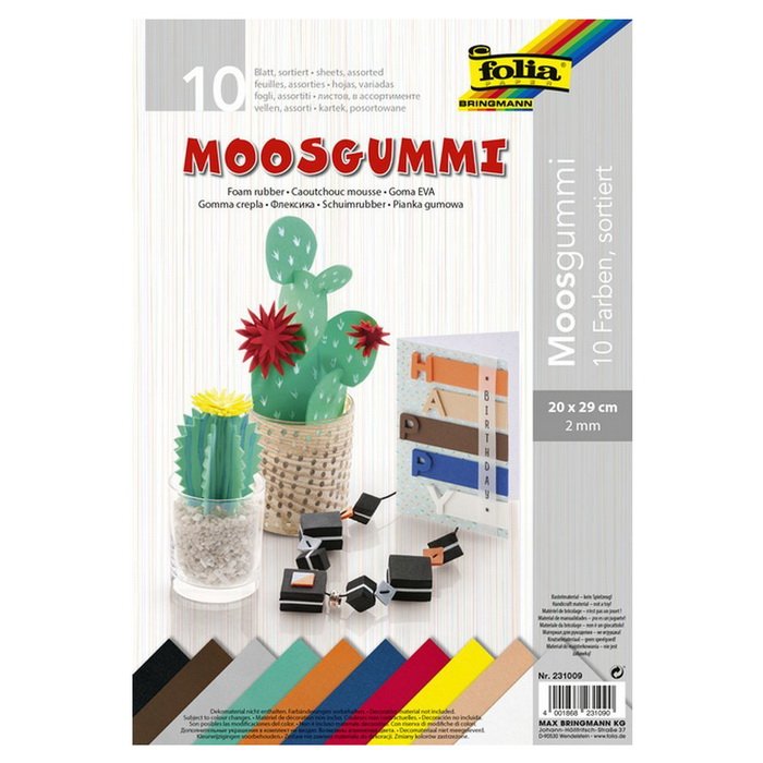 Folia Hárky z moosgummi  A4, 10 farieb