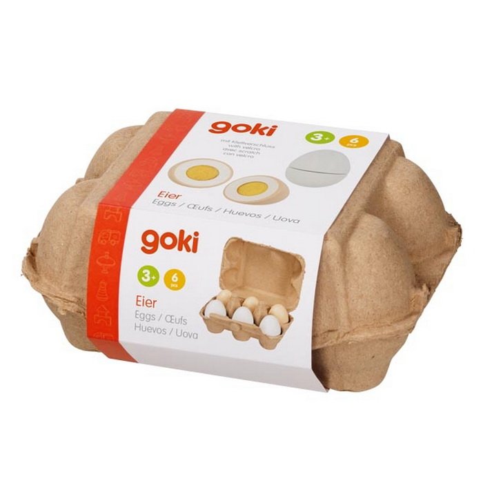 Goki Drevené vajíčka v boxe, 6 ks