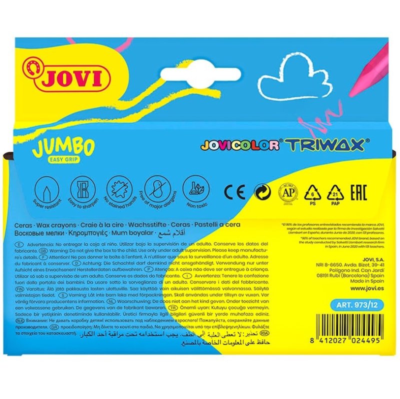 Jovicolor - voskovky trojhranné Triwax, 12 ks