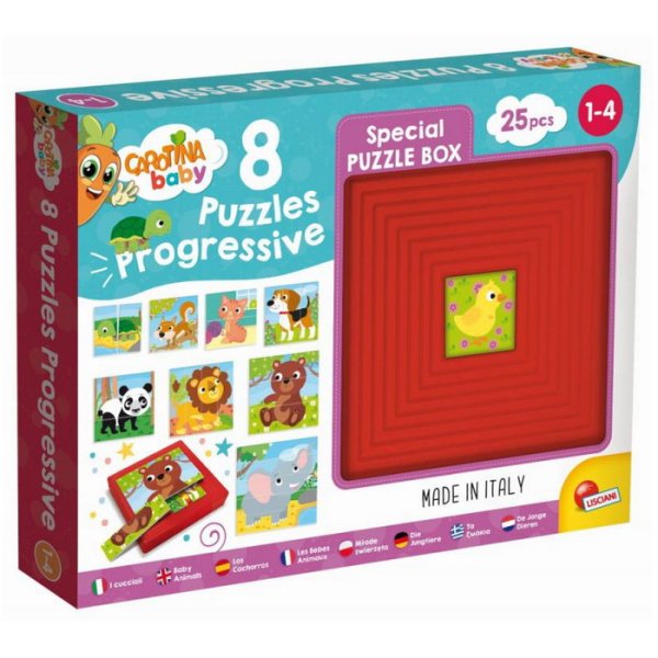 Lisciani Carotina Baby 8 progresívne puzzle - Zvieratká