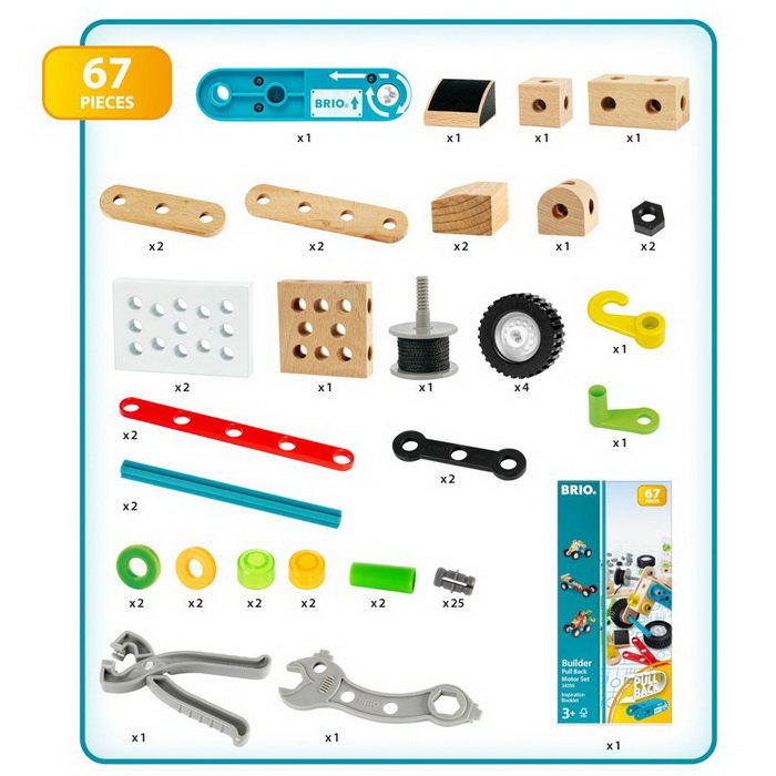 BRIO Builder - Postav si autíčko na naťahovanie, 67 dielikov