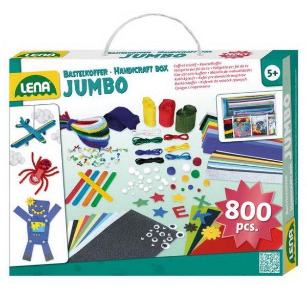 Lena Kufrík pre malých kutilov JUMBO tyrkysový, 800 ks