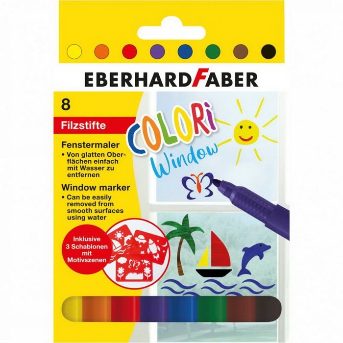 Eberhard Faber Fixky na sklo, 8 ks + šablóny