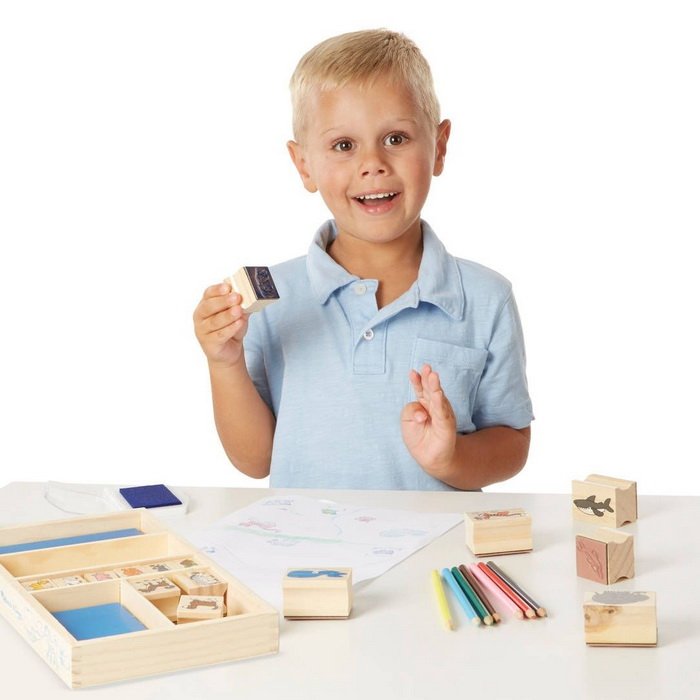 Melissa & Doug Pečiatky v krabičke - Zvieratká, 16 ks