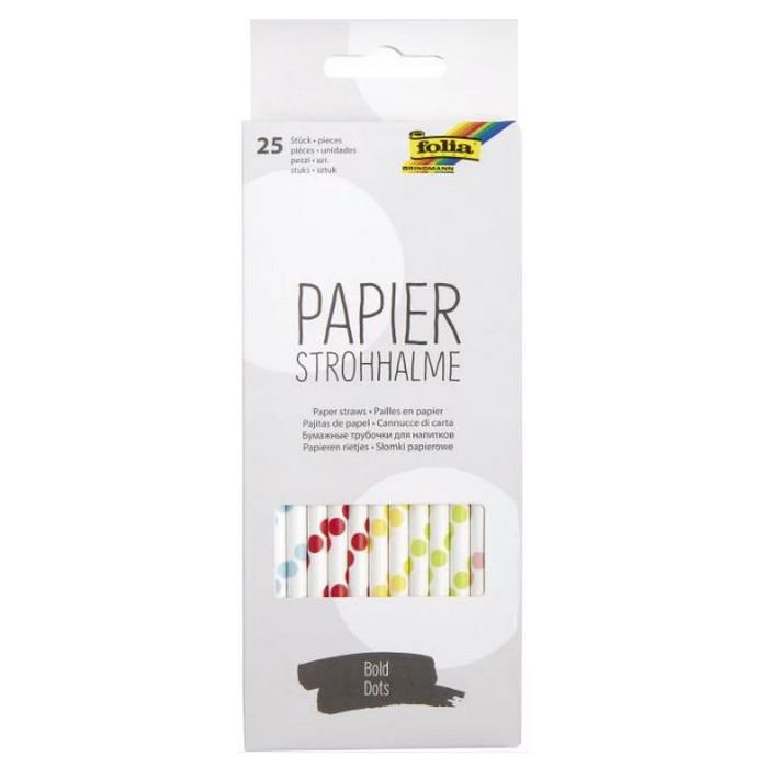 Folia Papierové slamky - farebné bodky, 25 ks