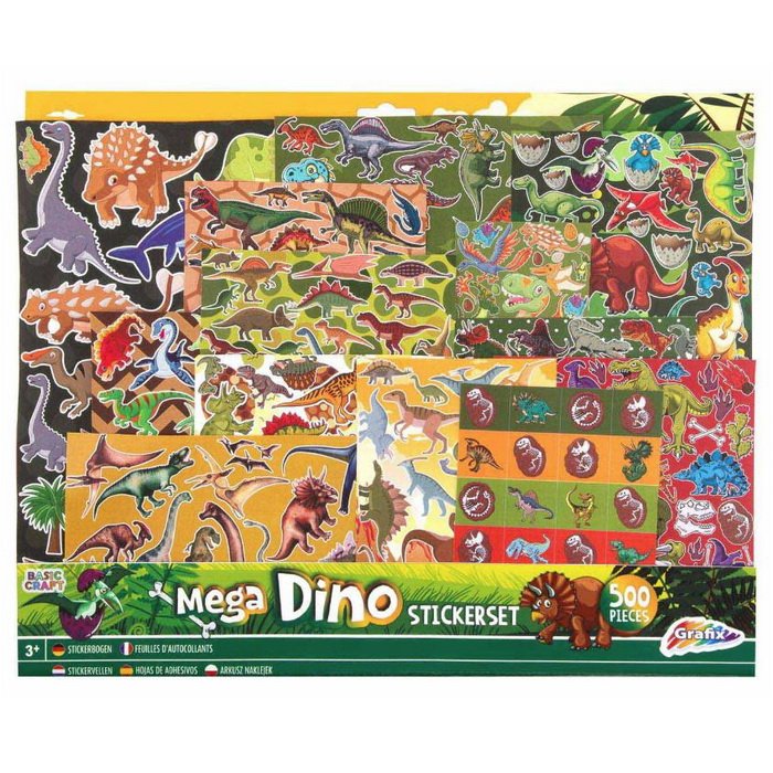 Grafix Mega sada samolepiek - Dino, 500 ks