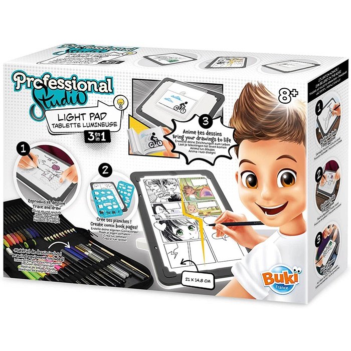 Buki Podsvietená LED podložka na kreslenie 3v1