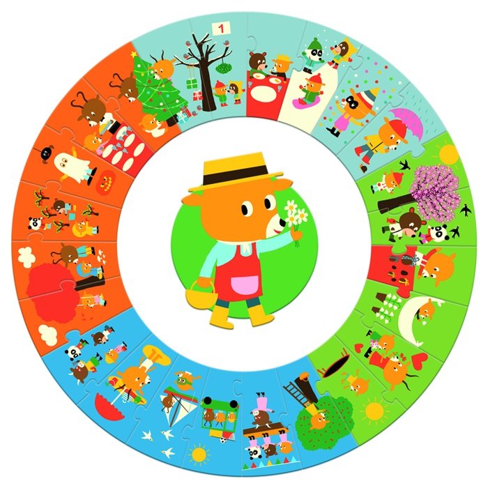 Djeco Didaktické puzzle Rok, 24 dielikov