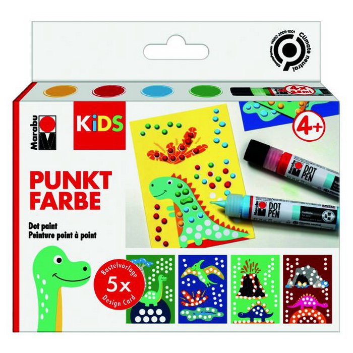 Marabu Kids DOT PEN - Dino sada, 4x25ml