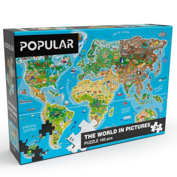 Popular Drevené puzzle Mapa sveta, 160 dielikov