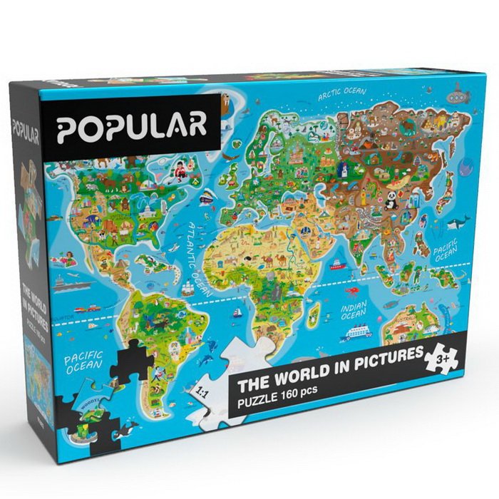 Popular Drevené puzzle Mapa sveta, 160 dielikov