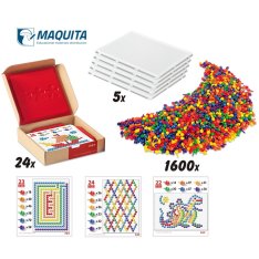 Školská sada mozaiky, 1500 kolíčkov, pre 5 detí