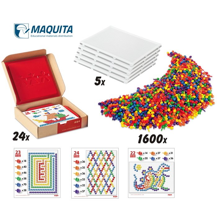 Školská sada mozaiky, 1500 kolíčkov, pre 5 detí