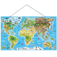 Woody Magnetická mapa Svet v obrázkoch 3 v 1, 77 x 47 cm