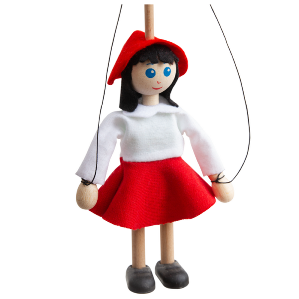 Drevená marioneta Karkulka, 14 cm
