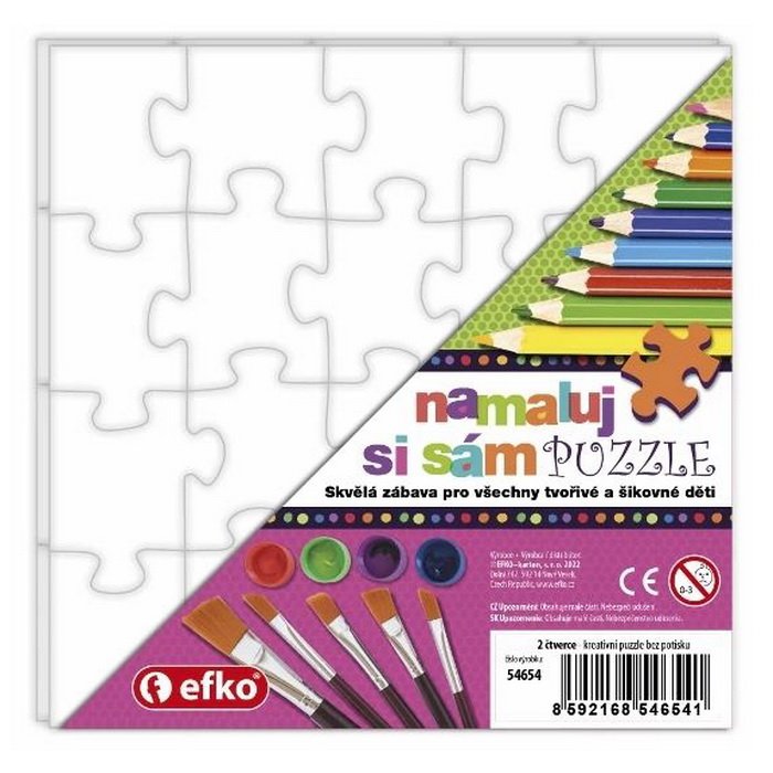Efko Puzzle Namaľuj si sám - Štvorec 2 ks, 15x15 cm