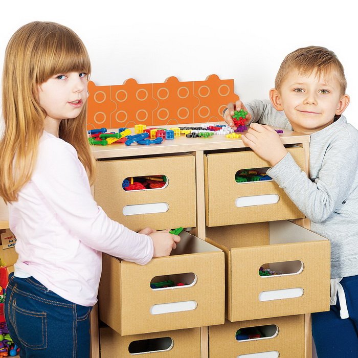 Školský regál s 8 stavebnicami, 1200 ks