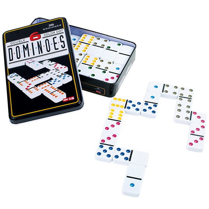 Small Foot Domino farebné v plechovej krabičke, 28 ks