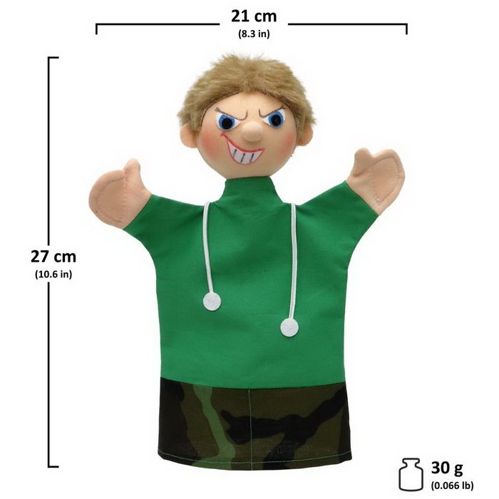 Maňuška klasická Chlapec dobrý-zlý, 2v1, 27 cm