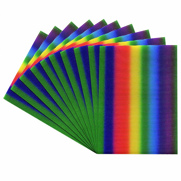 Vlnitý papier - Dúhový A4+, 10 ks