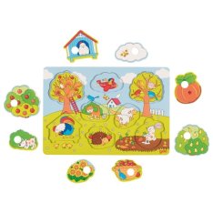 Goki Drevené puzzle V záhrade, 8 dielikov