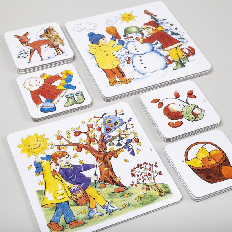 Magnetické obrázky Jar, leto, jeseň, zima, 36 kariet