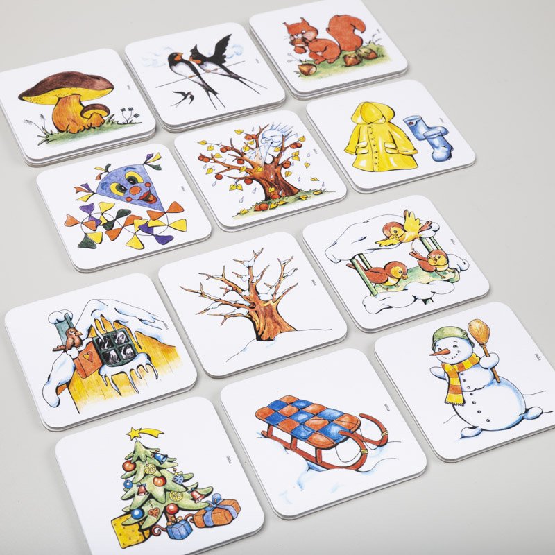 Magnetické obrázky Jar, leto, jeseň, zima, 36 kariet