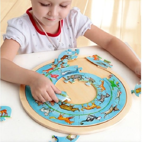 Goki Drevené puzzle Zvierací kruh, 27 dielikov