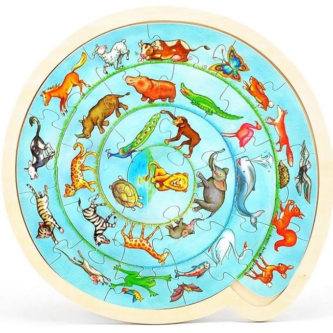 Goki Drevené puzzle Zvierací kruh, 27 dielikov