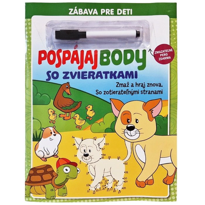 Pospájaj body so zvieratkami so zmazateľným perom, 22 strán