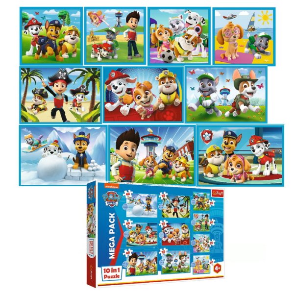 Trefl Puzzle 10v1 MEGA PACK Labková patrola: Spoľahlivý tím
