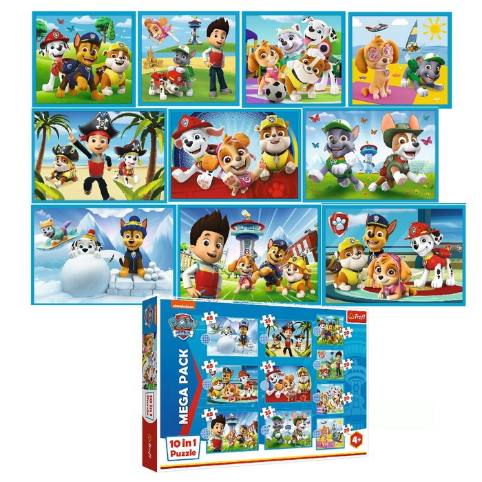 Trefl Puzzle 10v1 MEGA PACK Labková patrola: Spoľahlivý tím