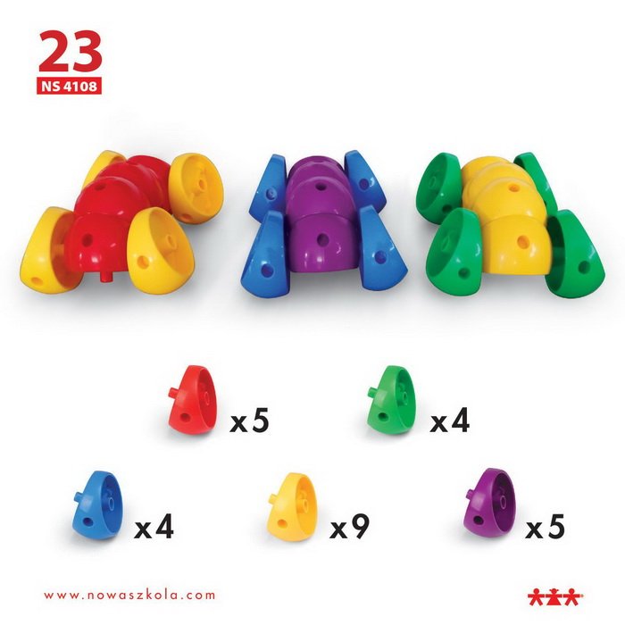 Pracovné karty pre plastovú 3D stavebnicu Húsenica, 24 ks