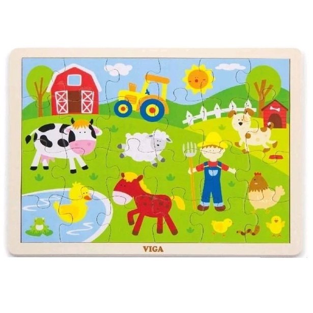 Viga Drevené puzzle Farma, 24 dielikov