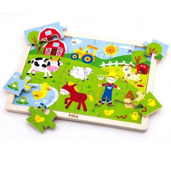 Viga Drevené puzzle Farma, 24 dielikov