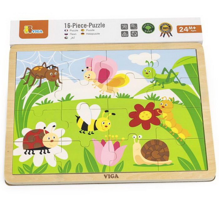 Viga Drevené puzzle Príroda, 16 dielikov