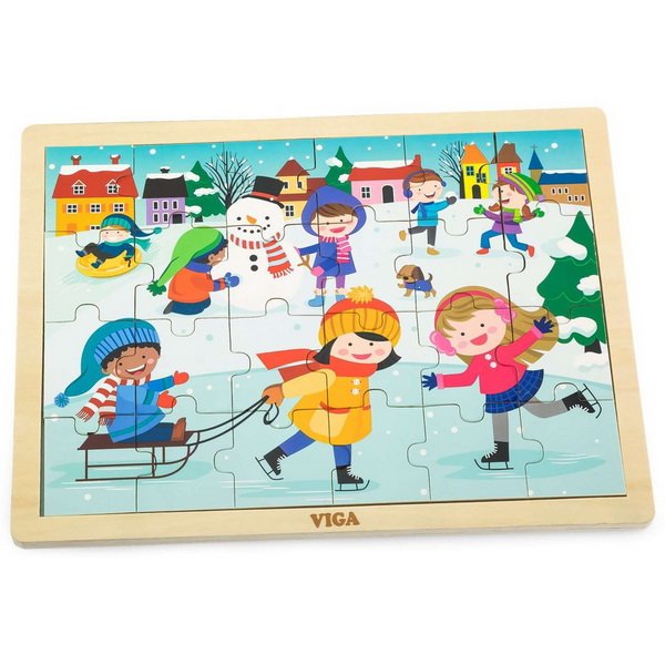 Viga Drevené puzzle Zima, 24 dielikov