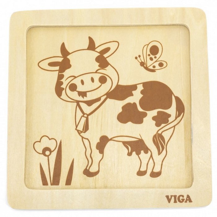 Viga Puzzle pre najmenších Kravička, 4 dieliky
