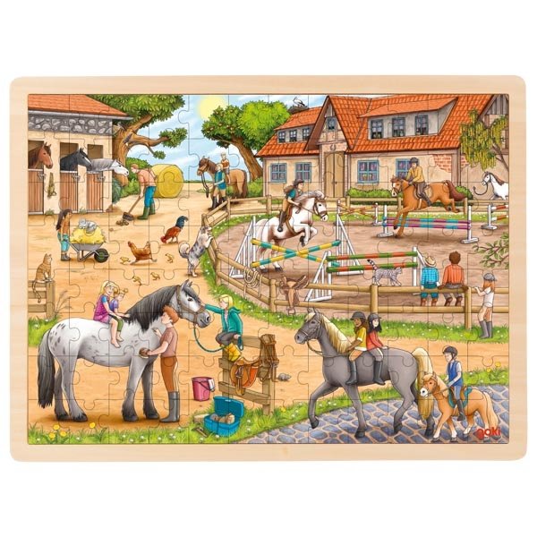 Goki Drevené puzzle Stajňa, 96 dielikov